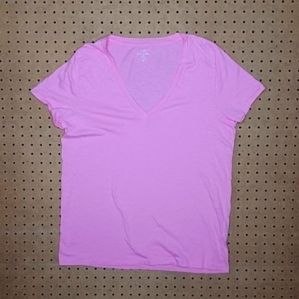 JCrew womens heathered pink Slub cotton vneck tee shirt h5967 XL EUC